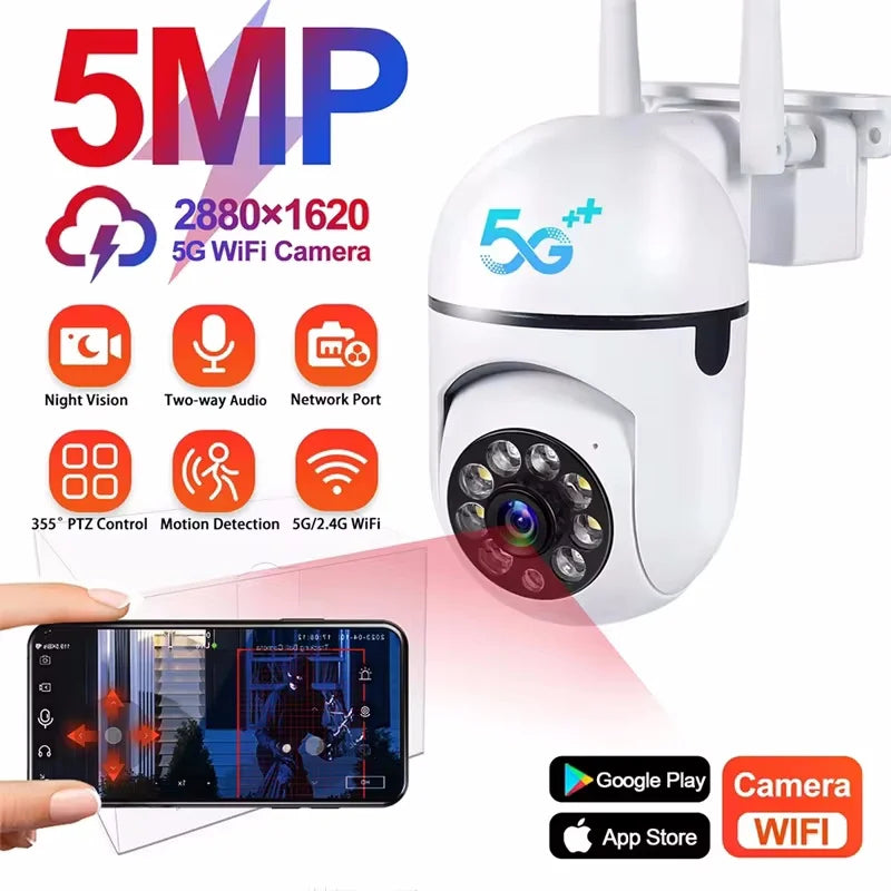 SkyGuard 5G Pro — 5MP Smart PTZ Security Camera with Auto-Tracking & Color Night Vision