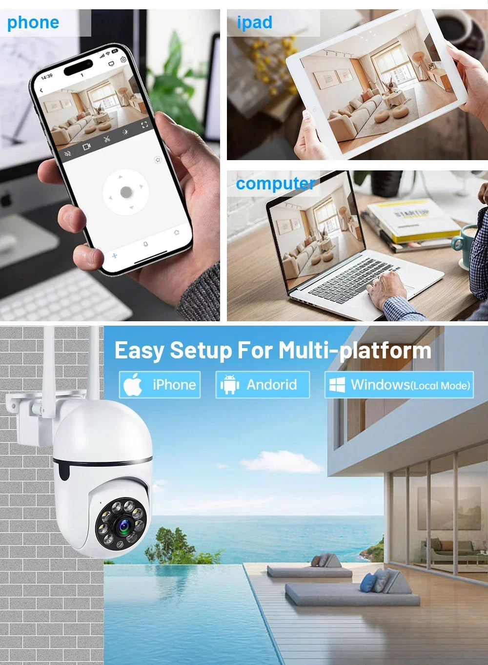 SkyGuard 5G Pro — 5MP Smart PTZ Security Camera with Auto-Tracking & Color Night Vision